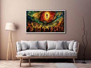 Expressionist spiritual painting wall art dramatic figures divine vision canvas print for living room gallery decor