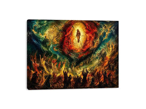 Expressionist spiritual painting wall art dramatic figures divine vision canvas print for living room gallery decor
