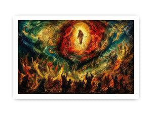 Expressionist spiritual painting wall art dramatic figures divine vision canvas print for living room gallery decor