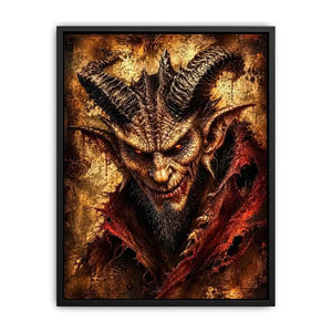 Dark fantasy demon portrait wall art gothic horror canvas print for bedroom office decor