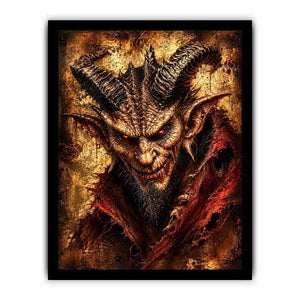 Dark fantasy demon portrait wall art gothic horror canvas print for bedroom office decor