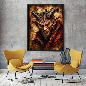 Dark fantasy demon portrait wall art gothic horror canvas print for bedroom office decor