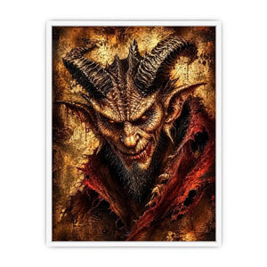 Dark fantasy demon portrait wall art gothic horror canvas print for bedroom office decor