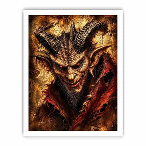 Dark fantasy demon portrait wall art gothic horror canvas print for bedroom office decor