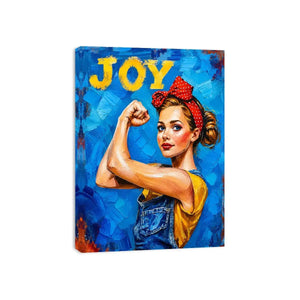 Retro pop art woman portrait with joyful expression and empowering vintage style