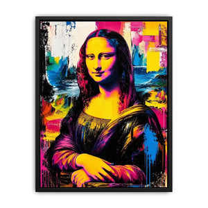 Colorful pop art Mona Lisa portrait with vibrant neon abstract brush textures modern luxury wall art
