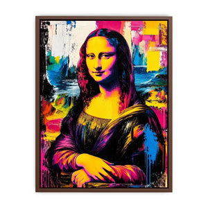 Colorful pop art Mona Lisa portrait with vibrant neon abstract brush textures modern luxury wall art