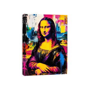 Colorful pop art Mona Lisa portrait with vibrant neon abstract brush textures modern luxury wall art