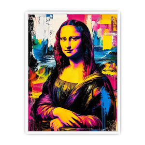 Colorful pop art Mona Lisa portrait with vibrant neon abstract brush textures modern luxury wall art