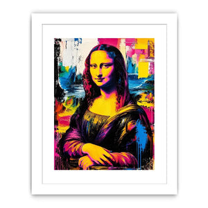 Colorful pop art Mona Lisa portrait with vibrant neon abstract brush textures modern luxury wall art