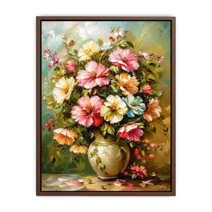 Elegant floral bouquet wall art featuring soft pink cream and pastel flowers in luxury impressionist painting style