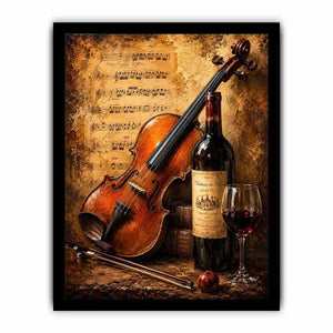 Vintage violin and wine wall art