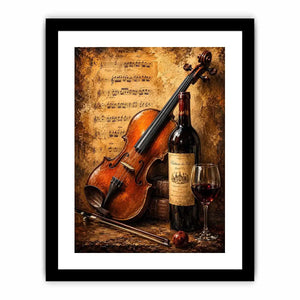 Vintage violin and wine wall art