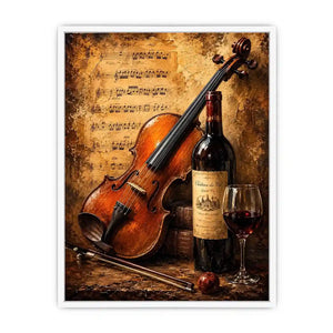 Vintage violin and wine wall art