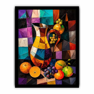 Colorful cubist still life wall art
