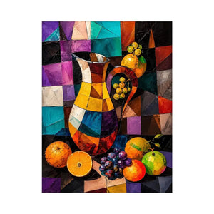 Colorful cubist still life wall art
