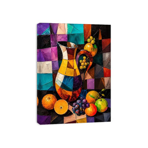Colorful cubist still life wall art