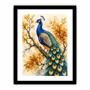 Elegant peacock botanical wall art