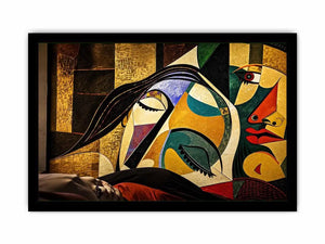 Modern cubist portrait wall art