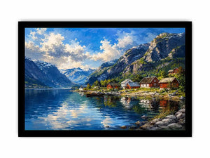 Scandinavian fjord landscape wall art