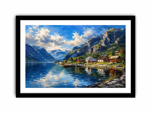 Scandinavian fjord landscape wall art
