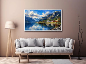 Scandinavian fjord landscape wall art