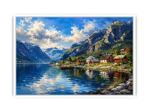 Scandinavian fjord landscape wall art