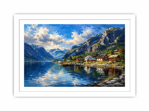Scandinavian fjord landscape wall art