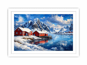 Scandinavian winter fjord wall art