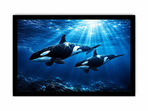Elegant underwater orca wall art