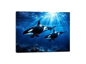 Elegant underwater orca wall art