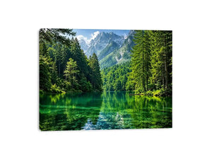 Emerald alpine lake landscape wall art