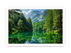 Emerald alpine lake landscape wall art
