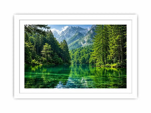 Emerald alpine lake landscape wall art