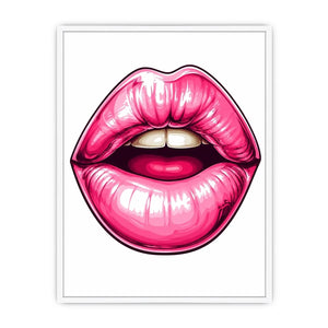 Glossy pink lips pop art illustration