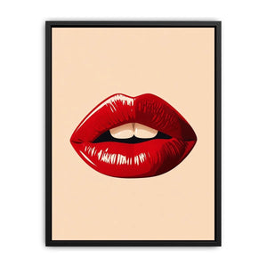 Minimalist scarlet lips illustration on neutral background