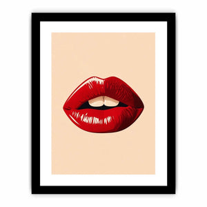 Minimalist scarlet lips illustration on neutral background