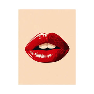 Minimalist scarlet lips illustration on neutral background