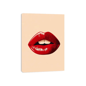 Minimalist scarlet lips illustration on neutral background
