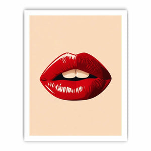 Minimalist scarlet lips illustration on neutral background