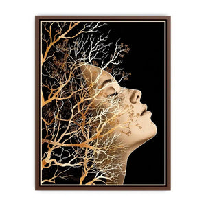 Abstract human profile blended with intricate tree branches