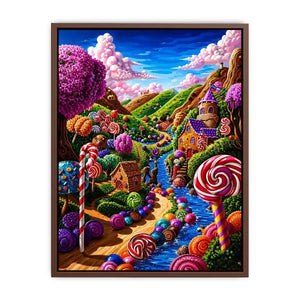 Whimsical candyland canvas wall art for colorful nursery and modern playroom decor.