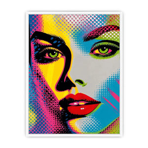Neon pop art woman portrait with vibrant comic-inspired colors and bold contemporary fashion style