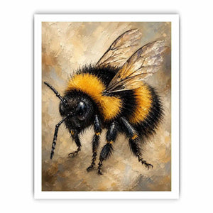 Watercolor bumblebee artwork with yellow and black paint splashes