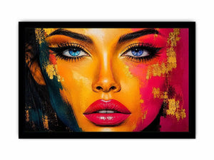 Colorful pop art portrait with neon graphic textures
