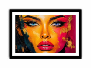 Colorful pop art portrait with neon graphic textures