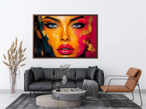 Colorful pop art portrait with neon graphic textures