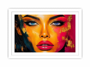 Colorful pop art portrait with neon graphic textures