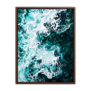 Abstract emerald green ocean artwork with swirling white sea foam and fluid resin-inspired wave textures