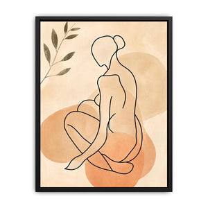 Minimalist line art woman canvas for modern living room decor.
